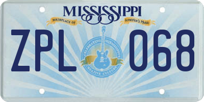 MS license plate ZPL068