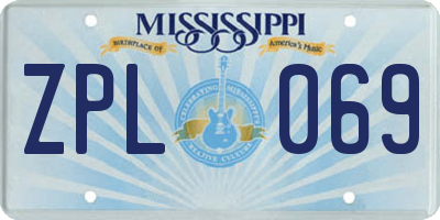 MS license plate ZPL069