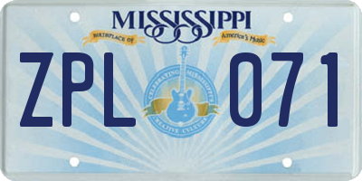 MS license plate ZPL071