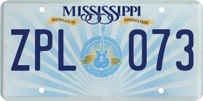 MS license plate ZPL073