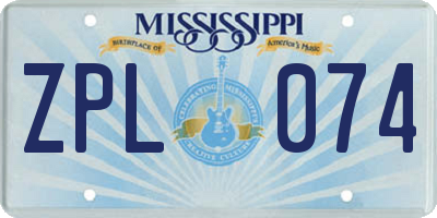 MS license plate ZPL074