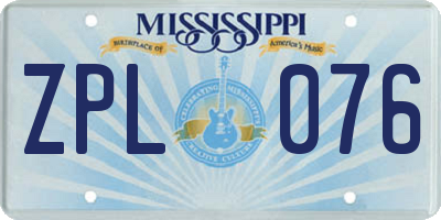 MS license plate ZPL076