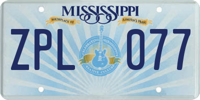MS license plate ZPL077