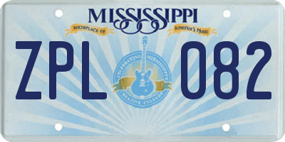 MS license plate ZPL082