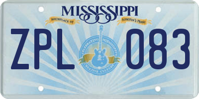 MS license plate ZPL083
