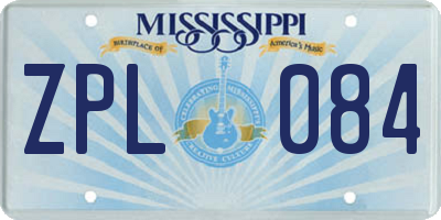 MS license plate ZPL084