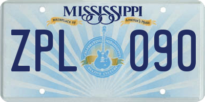 MS license plate ZPL090