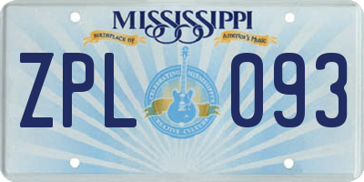 MS license plate ZPL093