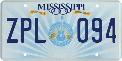 MS license plate ZPL094
