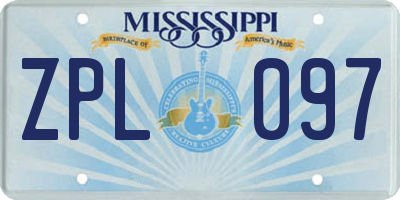 MS license plate ZPL097