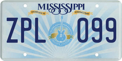 MS license plate ZPL099