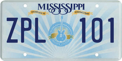 MS license plate ZPL101