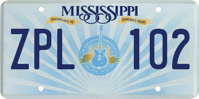 MS license plate ZPL102