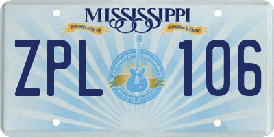 MS license plate ZPL106