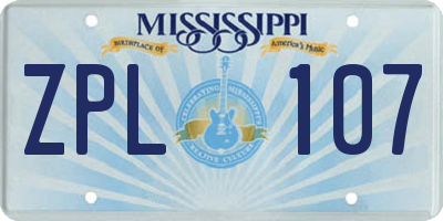 MS license plate ZPL107