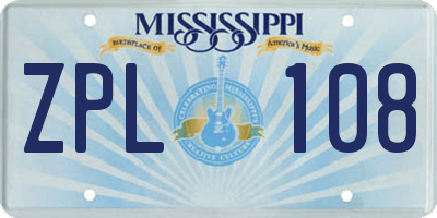 MS license plate ZPL108