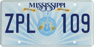 MS license plate ZPL109