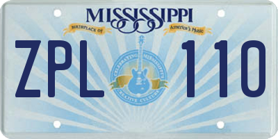 MS license plate ZPL110