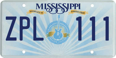 MS license plate ZPL111