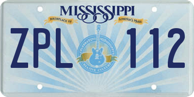 MS license plate ZPL112
