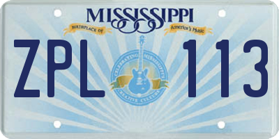 MS license plate ZPL113