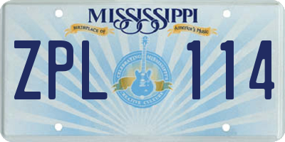 MS license plate ZPL114