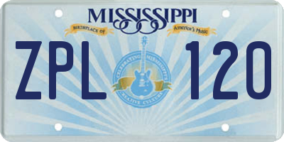 MS license plate ZPL120