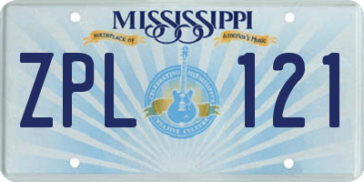 MS license plate ZPL121