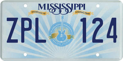 MS license plate ZPL124
