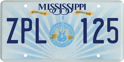 MS license plate ZPL125