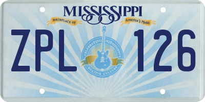 MS license plate ZPL126
