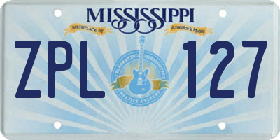 MS license plate ZPL127