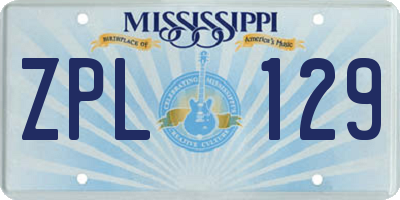 MS license plate ZPL129
