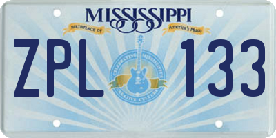 MS license plate ZPL133