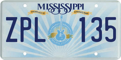MS license plate ZPL135