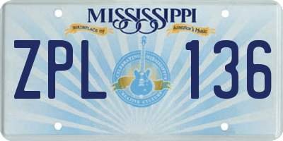 MS license plate ZPL136