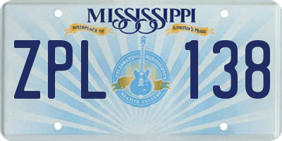 MS license plate ZPL138
