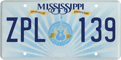MS license plate ZPL139