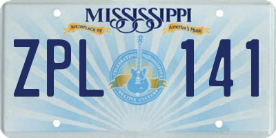 MS license plate ZPL141