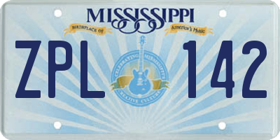 MS license plate ZPL142