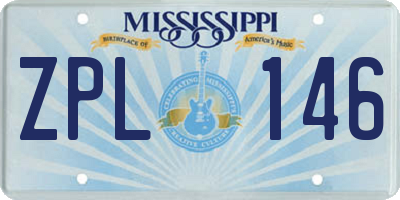 MS license plate ZPL146