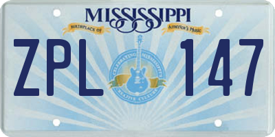 MS license plate ZPL147