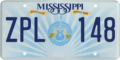 MS license plate ZPL148