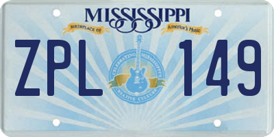 MS license plate ZPL149