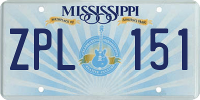 MS license plate ZPL151
