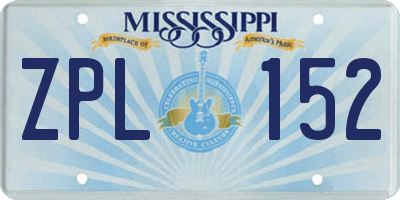 MS license plate ZPL152