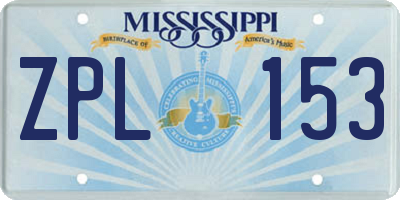 MS license plate ZPL153