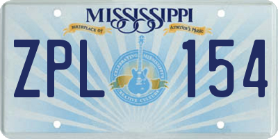 MS license plate ZPL154