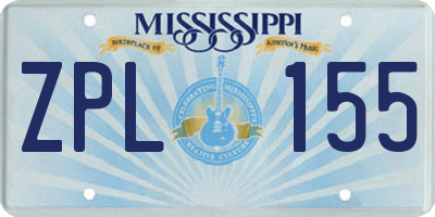 MS license plate ZPL155