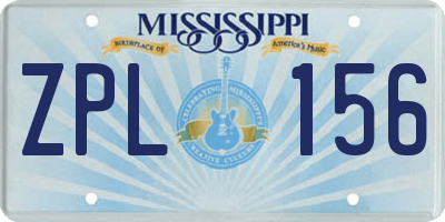 MS license plate ZPL156